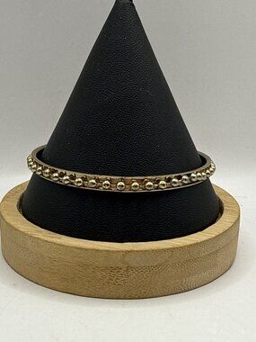 Gold Tone Beaded Ball Bangle Bracelet Stackable Retro Boho Minimalist